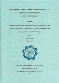 IMPLEMENTASI PEMBELAJARAN AKIDAH AKHLAK DALAM MEMBENTUK AKHLAK SISWA DI MTS PERSIS RAHAYU