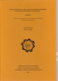 PENGARUH BUDAYA ORGANISASI TERHADAP KINERJA PEGAWAI BANK BJB KCP BUAH BATU