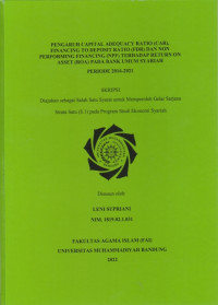 PENGARUH CAPITAL ADEQUACY RATIO (CAR) , FINANCING TO DEPOSIT RATIO (FDR) , DAN NON PERFORMING FINANCING (NPF) TERHADAP RETURN ON ASSET (ROA) PADA BANK UMUM SYARIAH PERIODE 2016-2021